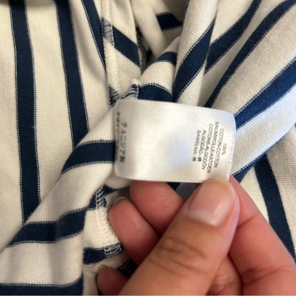 Petit Bateau cotton pullover dress, pleated skirt, navy and white stripes, sm - Picture 6 of 7